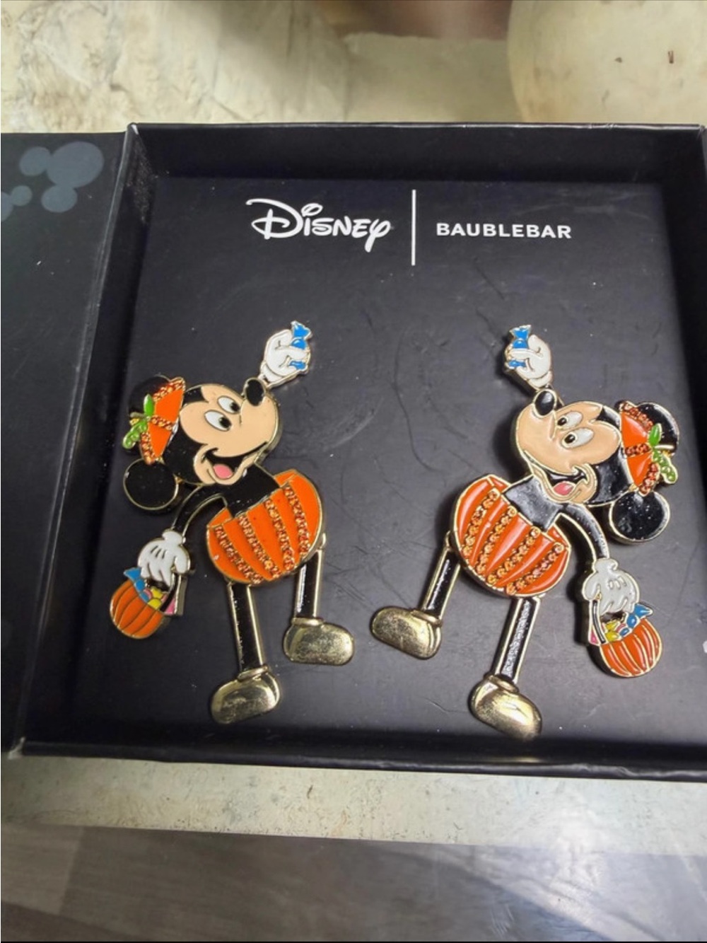 Disney Minnie Mouse Pumpkin Halloween Earrings - Orange & Gold